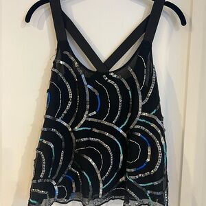 Free People Black Sequin Embellished Tank Top